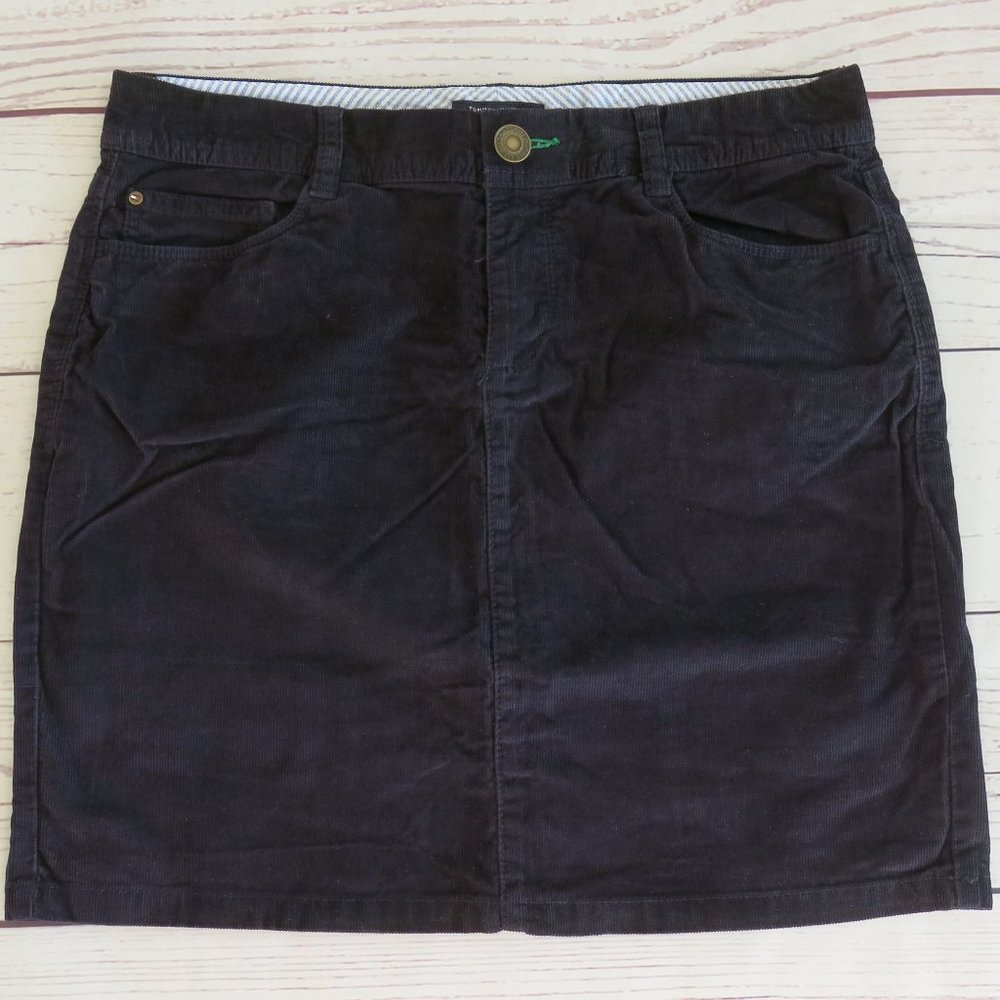 Tommy Hilfiger Navy Blue Cotton Blend Corduroy Mini Pencil Skirt - Size 6